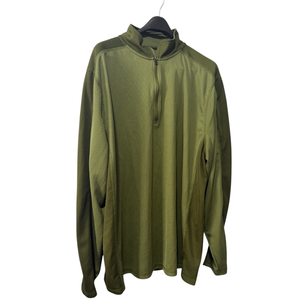 LL Bean Mens XXL Olive Green Quarter Zip Pullover Performance Activewear 009G9